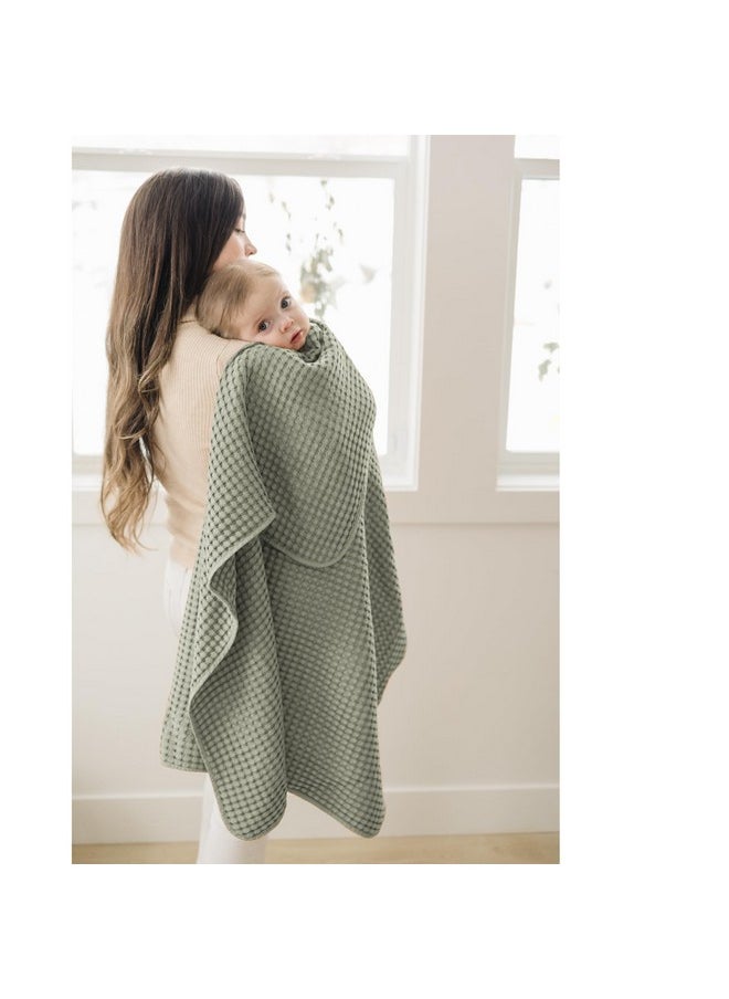 Konssy Waffle Baby Blankets, Nursery Blankets for Boys Girls, Swaddle Blankets Neutral Soft Lightweight Toddler and Kids Throw Blankets(Amy Green)