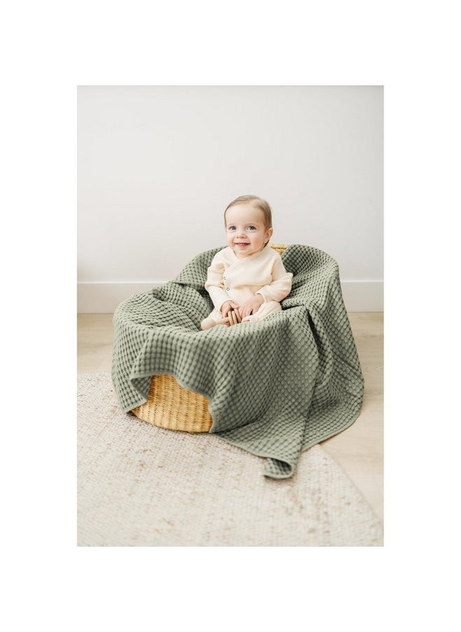 Konssy Waffle Baby Blankets, Nursery Blankets for Boys Girls, Swaddle Blankets Neutral Soft Lightweight Toddler and Kids Throw Blankets(Amy Green)