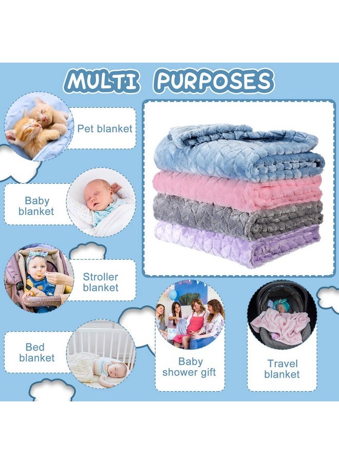 Frienda 4 Pcs Baby Fuzzy Blanket Fluffy Baby Blanket for Boys Girls Soft Warm Baby Receiving Blankets Nursery Bed Blanket Toddler Infant Newborn Receiving Blanket, 32 x 24 Inch (Elegant Color)