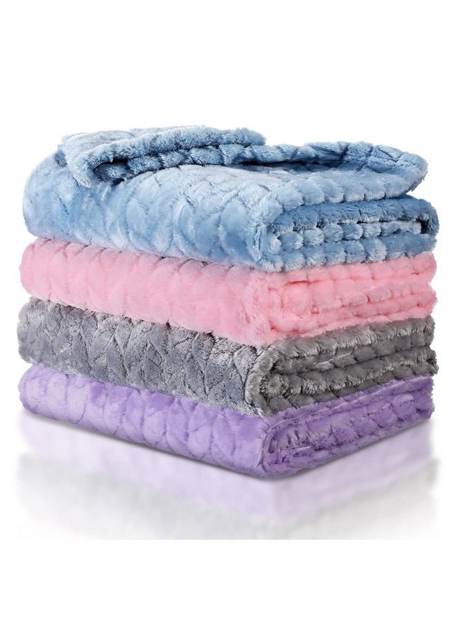 Frienda 4 Pcs Baby Fuzzy Blanket Fluffy Baby Blanket for Boys Girls Soft Warm Baby Receiving Blankets Nursery Bed Blanket Toddler Infant Newborn Receiving Blanket, 32 x 24 Inch (Elegant Color)