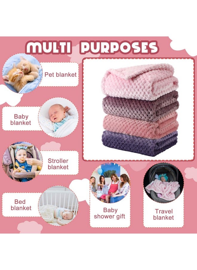 Frienda 4 Pcs Baby Fuzzy Blanket Fluffy Baby Blanket for Boys Girls Soft Warm Baby Receiving Blankets Nursery Bed Blanket Toddler Infant Newborn Receiving Blanket, 32 x 24 Inch (Pink Color)