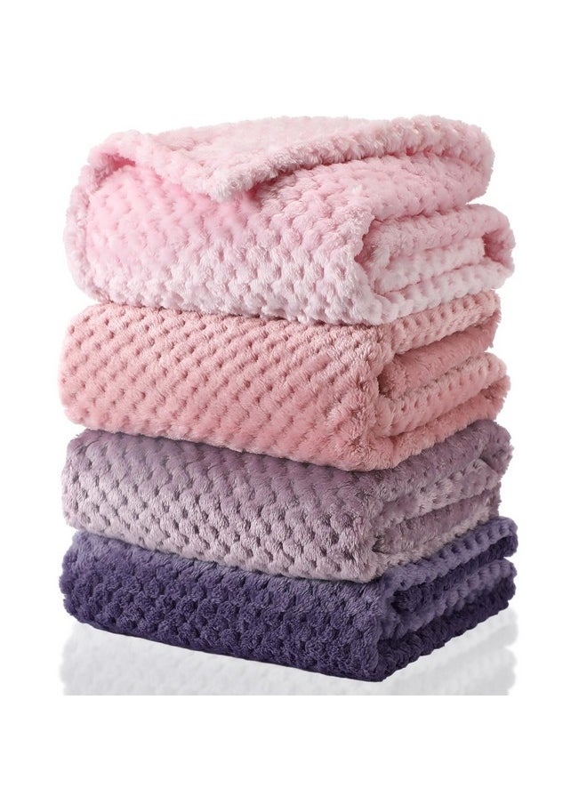 Frienda 4 Pcs Baby Fuzzy Blanket Fluffy Baby Blanket for Boys Girls Soft Warm Baby Receiving Blankets Nursery Bed Blanket Toddler Infant Newborn Receiving Blanket, 32 x 24 Inch (Pink Color)