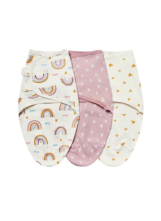 insular Baby Swaddle Wrap, Swaddle Blanket for Newborn and Infant, Adjustable Swaddle Set for Boy and Girl, Soft Cotton Baby Sleep Sack 3 Pack (Small(0-3 Month), Rainbow)