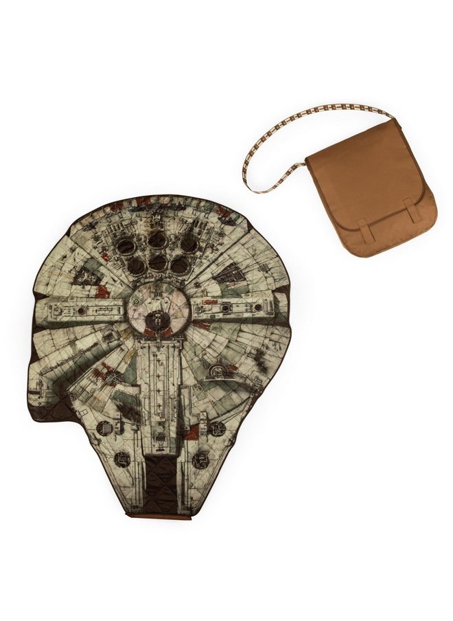 PICNIC TIME Star Wars Millennium Falcon Blanket in a Bag, (Brown with Millennium Falcon Design)