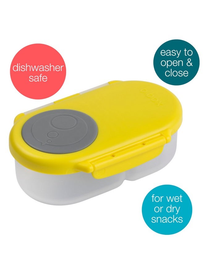 b.box Snack Box for Kids & Toddlers: 2 Compartment Snack Containers, Mini Bento Box, Lunch Box. Leak Proof, BPA free, Dishwasher safe. School Supplies. Ages 4 months+ (Lemon Sherbet, 12oz capacity)