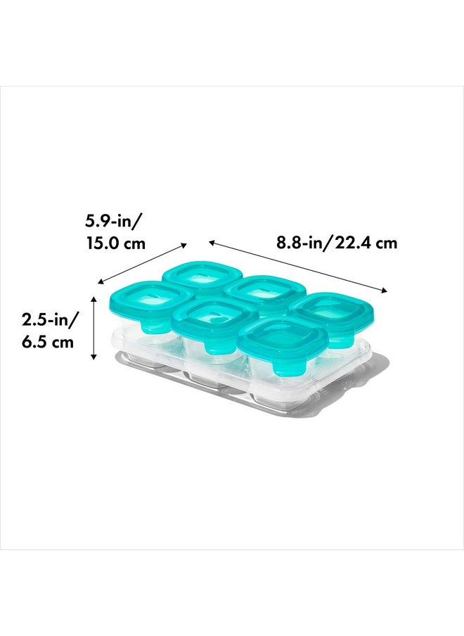 OXO Tot Silicone Baby Food Storage Containers, Teal, Set of Six 2oz Containers