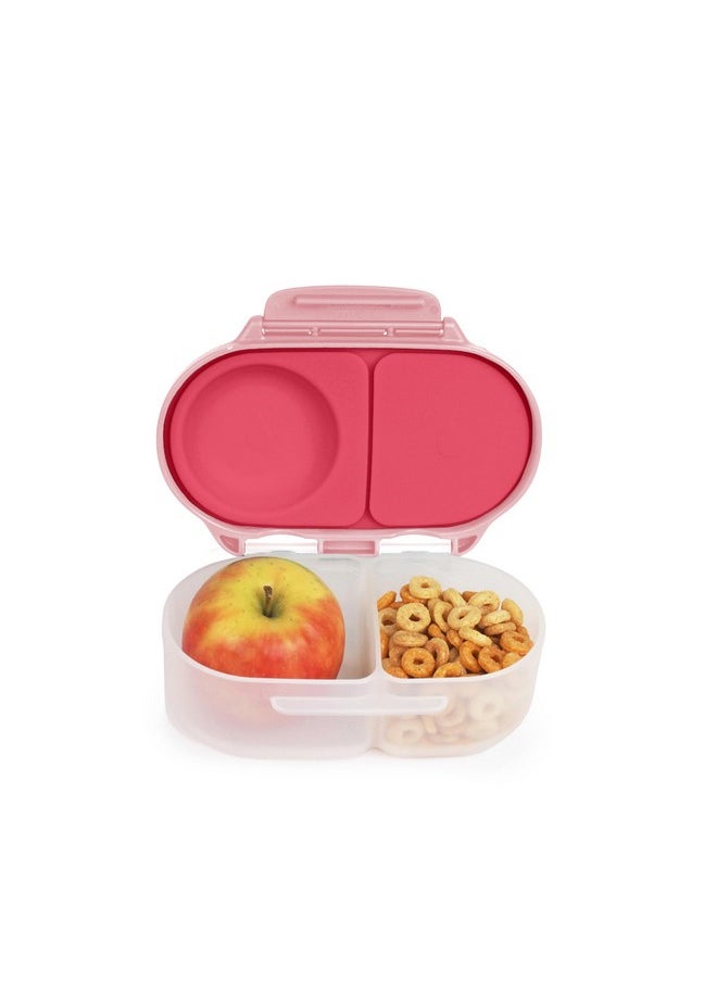 b.box Snack Box for Kids & Toddlers: 2 Compartment Snack Containers, Mini Bento Box, Lunch Box. Leak Proof, BPA free, Dishwasher safe. School Supplies. Ages 4 months+ (Flamingo Fizz, 12oz capacity)