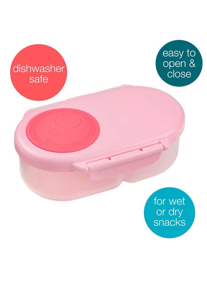 b.box Snack Box for Kids & Toddlers: 2 Compartment Snack Containers, Mini Bento Box, Lunch Box. Leak Proof, BPA free, Dishwasher safe. School Supplies. Ages 4 months+ (Flamingo Fizz, 12oz capacity)