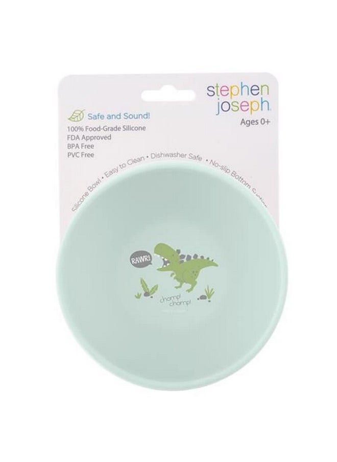 Stephen Joseph Silicone Bowls Dino Design, Self- Feeding, Easy to Carry, BPA Free, Baby Dinner Bowl, Dishwasher Safe, Curved Sizes, Attractive Design