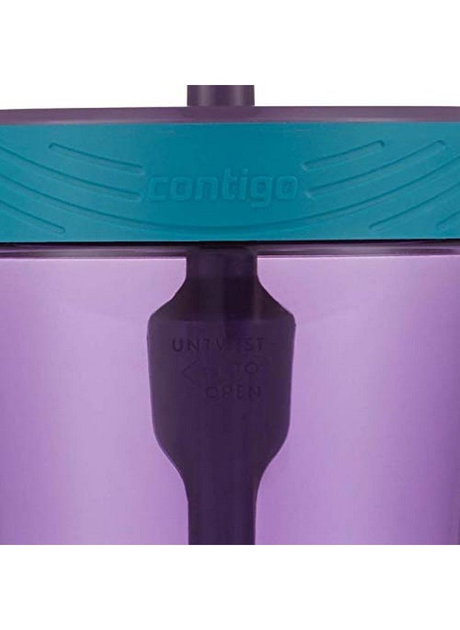 Contigo Spill-Proof 14oz Kids Tumbler with Straw, BPA-Free Plastic, Eggplant Design, Fits Cup Holders, Top-rack Dishwasher Safe