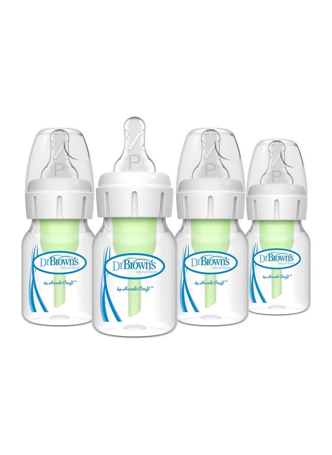 Dr. Brown's Natrual Flow Anti-Colic Options+ Narrow Baby Bottle, 2 oz/60 mL, with Preemie Flow Nipple, 0m+, 4 Bottles