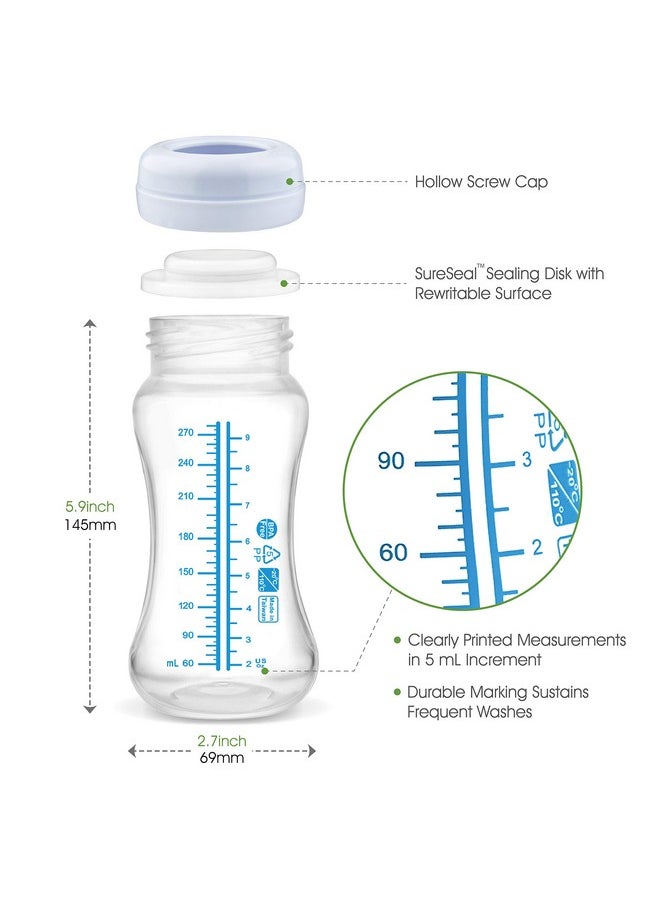 Wide Neck Breastmilk Collection n Storage Bottle 9oz; Re-markable SureSeal Disc. Fits Spectra S2 Spectra S1 Spectra 9 Plus and Avent Breastpump Replace Spectra Bottle, Avent Classic Natural Bottle