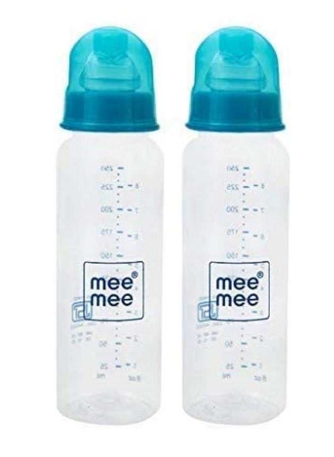 Mee Mee Baby Feeding Bottle 250ml |BPA-Free Baby Milk Bottle with Eazy Flo Technology, Anti-Colic Valve, Non Toxic and Ergonomic Design for New Born/Infants/Toddler Upto 3 Years (Blue, Pack of 2)