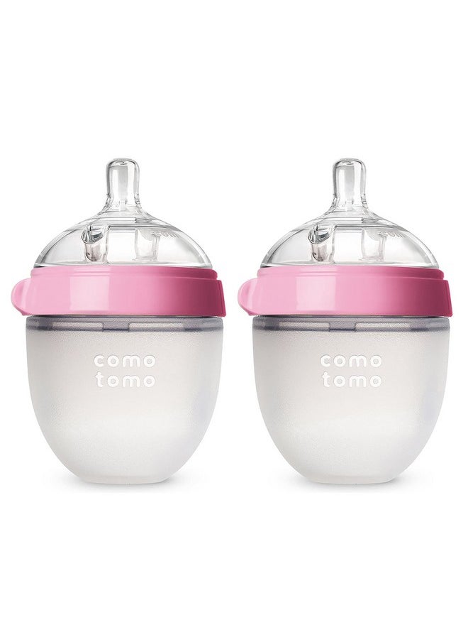 Comotomo Baby Bottle, Pink, 5 Ounce, 2 Count (Pack of 1)