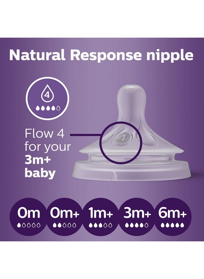 AVENT Philips Natural Response Baby Bottle Nipples Flow 4, 3M+, 4pk, SCY964/04