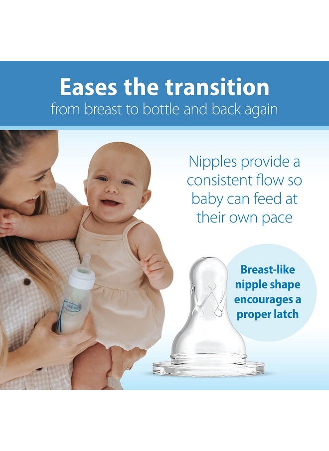 Dr. Brown’s Natural Flow Level T Narrow Baby Bottle Silicone Nipple, Slower Flow, 0m+, 100% Silicone Bottle Nipple, 6-Pack