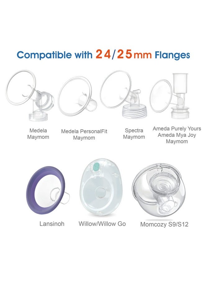 Maymom Flange Inserts 19 mm for Medela, Spectra 24 mm Shields/Flanges, Momcozy/Willow Wearable Cup. Compatible with Medela Freestyle, Harmony to Reduce 24mm Nipple Tunnel Down to 19 mm; 2pc/Each