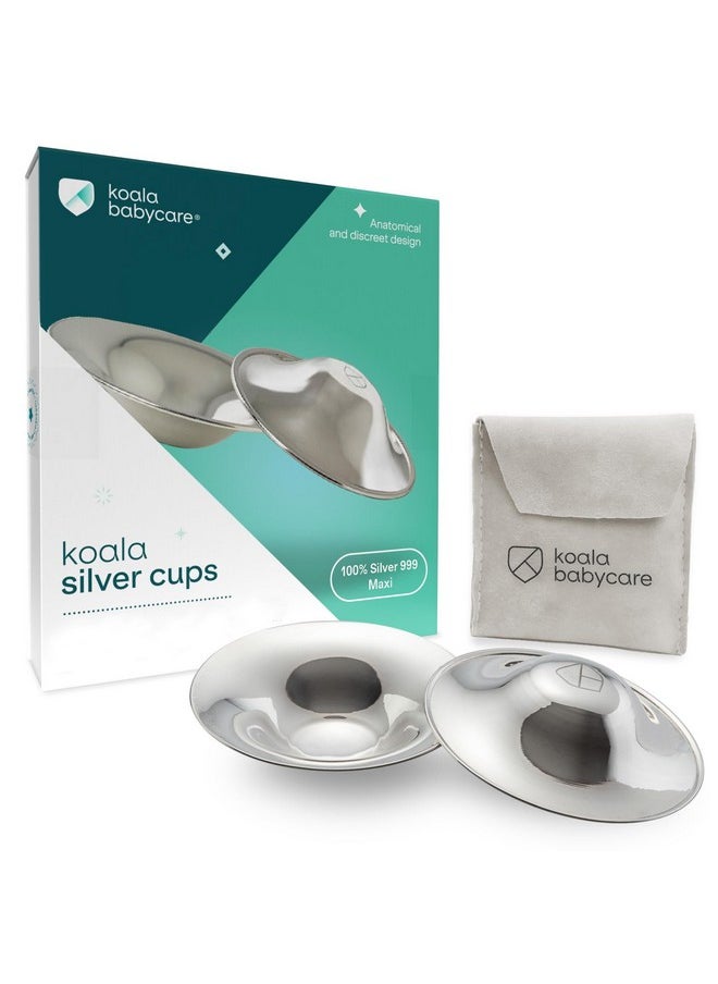 Koala Babycare The Original Nursing Cups 999 Silver - Nipple Shields for Nursing Newborn - Breastfeeding Essentials Protect and Soothe Cracked Nipples - Maxi Size