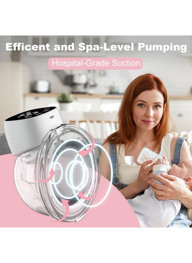 Hands Free Breast Pump, Wearable Breast Pump, Portable Breastfeeding Pump, Wireless Electric Breast Pump, 3 Modes & 9 Levels, Low Noise, 24mm Flange, LED Display - 2 Pack White