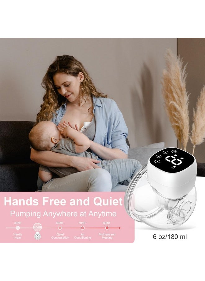 Hands Free Breast Pump, Wearable Breast Pump, Portable Breastfeeding Pump, Wireless Electric Breast Pump, 3 Modes & 9 Levels, Low Noise, 24mm Flange, LED Display - 2 Pack White