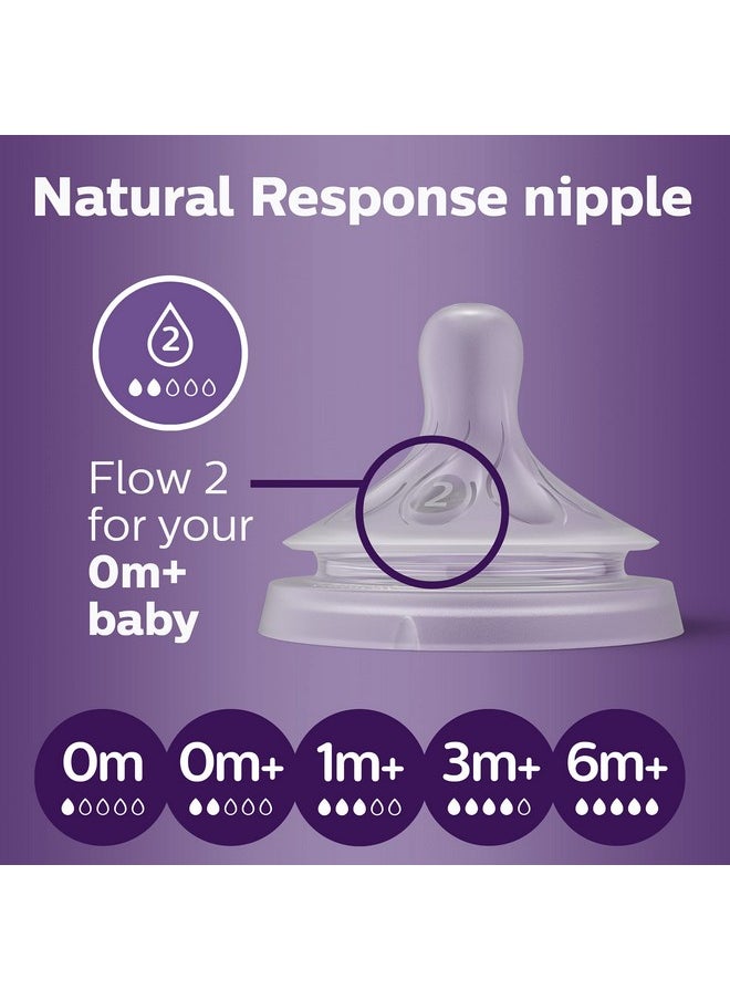 Philips AVENT Natural Response Baby Bottle Nipples Flow 2, 0M+, 4pk, SCY962/04