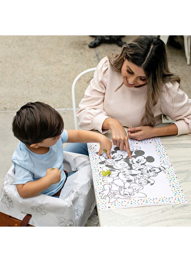 Disney Baby by J.L. Childress Disposable ColorMe Placemats - Paper Stick-On Placemats with Coloring Fun, Airplane Tray Table Cover - Pack of 24