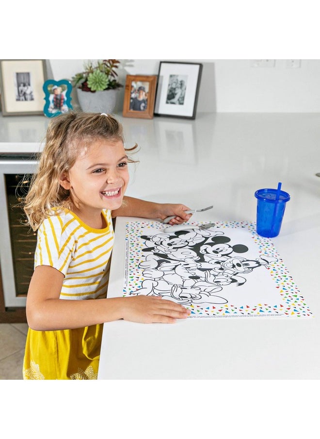 Disney Baby by J.L. Childress Disposable ColorMe Placemats - Paper Stick-On Placemats with Coloring Fun, Airplane Tray Table Cover - Pack of 24