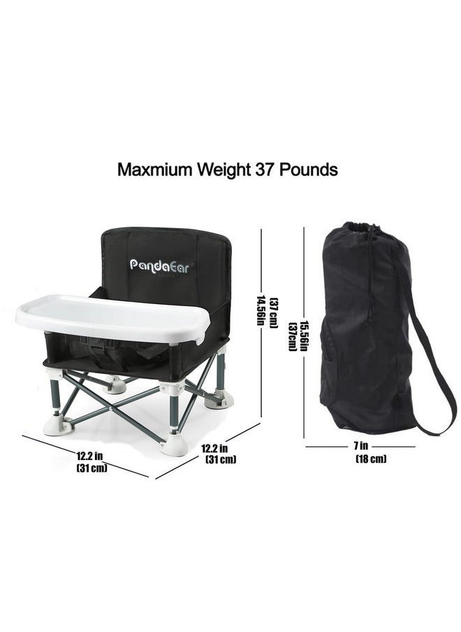 PandaEar Portable Baby Seat Travel| Compact Fold with Straps for Indoor/Outdoor Use| Great for Camping, Beach, Lawn |Toddlers, Kids, Boys, Girls (Black)