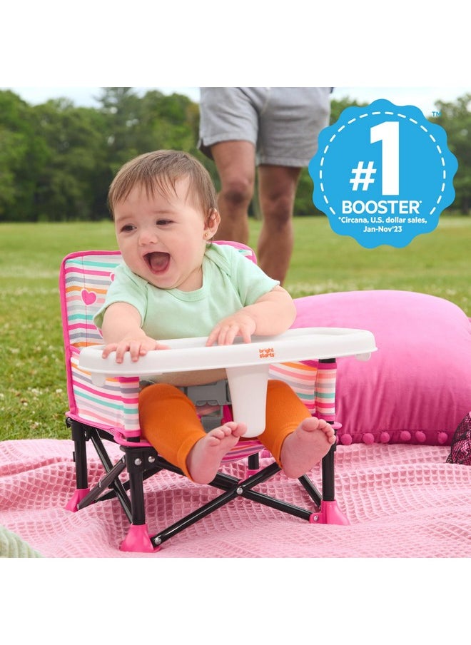 Bright Starts Disney Minnie Mouse Pop 'N Sit Portable Booster, Indoor/Outdoor Use, Floor Seat with Feeding Tray, 6 Mos - 3 Yrs