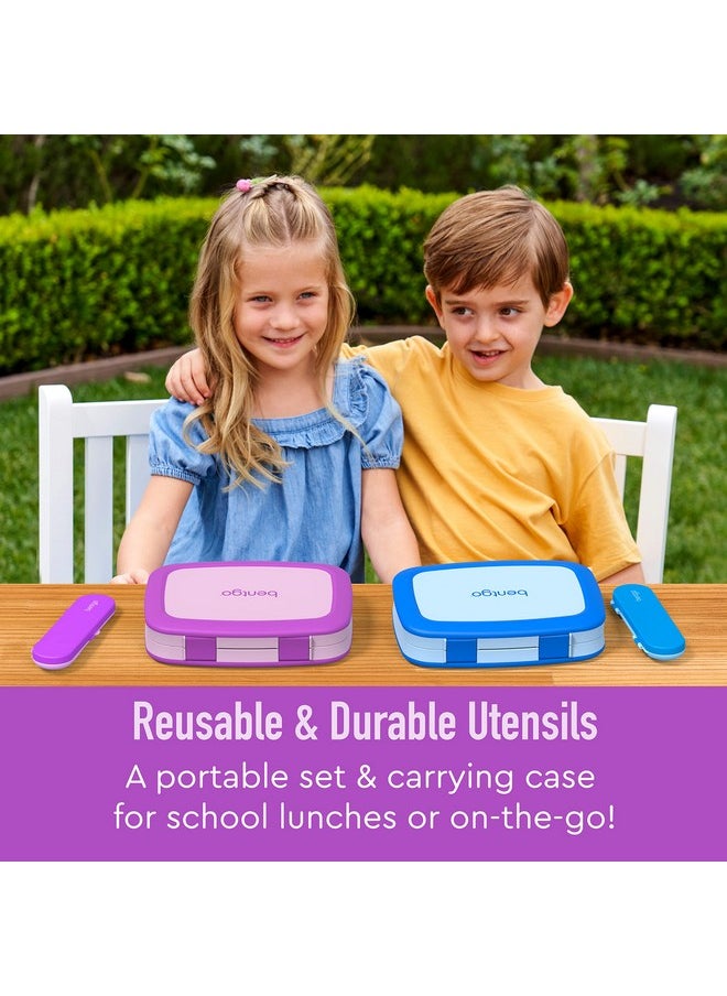 Bentgo Kids Utensil Set - Reusable Plastic Fork, Spoon & Storage Case - BPA-Free Materials, Easy-Grip Handles, Dishwasher Safe - Ideal for School Lunch, Travel, & Outdoors (Purple)