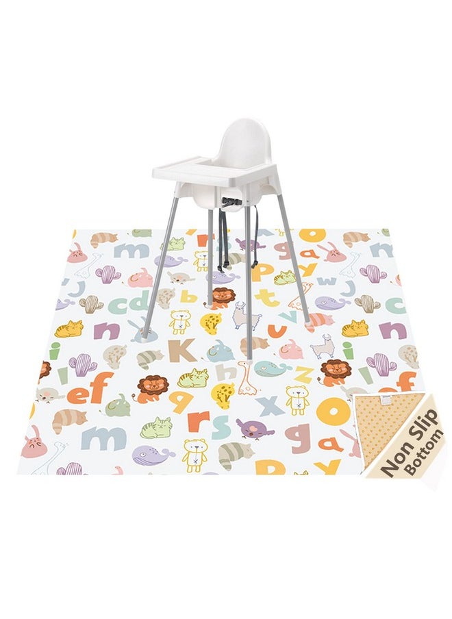 Highchair Floor Mat, Baby Splat Mat for Under High Chair/Arts/Crafts, Womumon Waterproof Spill Mat Non-Slip Splash Mat, Washable Mess Mat and Table Cloth (Alphabet)