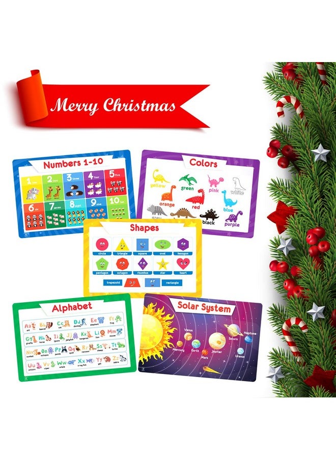 Simply Magic 5 Placemats for Kids - Kids Placemats Non Slip, Washable Reusable Toddler Placemats, Educational Placemats: Alphabet ABC, Shapes, Colors, Numbers, Solar System, Plastic Placemats for Kids