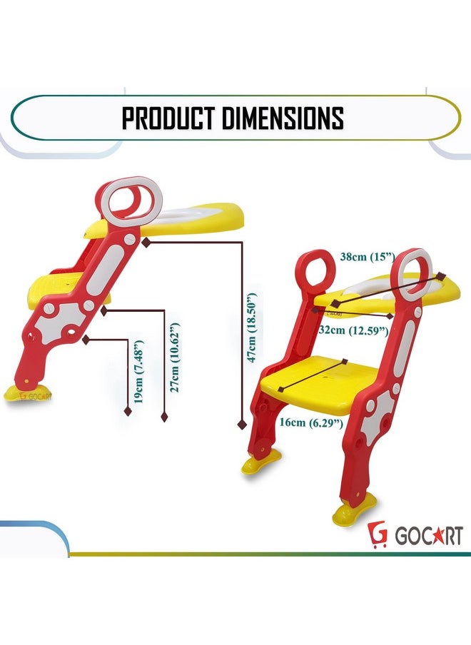 Gocart with G Logo Foldable Baby Potty Trainer Chair Seat with Step Ladder(Red) - Plastic