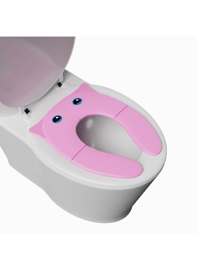 TECHHARK® Baby Potty Training Toilet Seat for Boys And Girls Kids, Non-Slip with Splash Guard, Fits Round & Oval Toilets, (TRAVEL PINK)