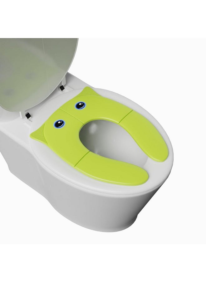 TECHHARK® Baby Potty Training Toilet Seat for Boys And Girls Kids, Non-Slip with Splash Guard, Fits Round & Oval Toilets, (TRAVEL GREEN)