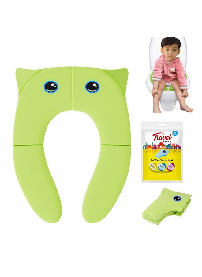 TECHHARK® Baby Potty Training Toilet Seat for Boys And Girls Kids, Non-Slip with Splash Guard, Fits Round & Oval Toilets, (TRAVEL GREEN)