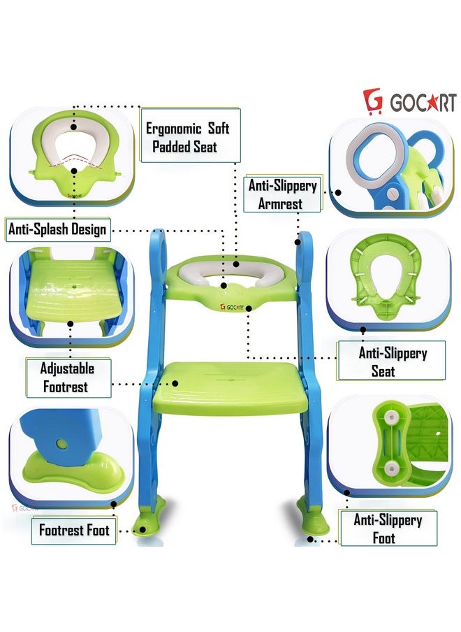 GOCART WITH G LOGO Foldable Baby Potty Training Chair with Adjustable Ladder Children's Potty Baby Toilet Seat Infant Toilet Training Folding Seat
