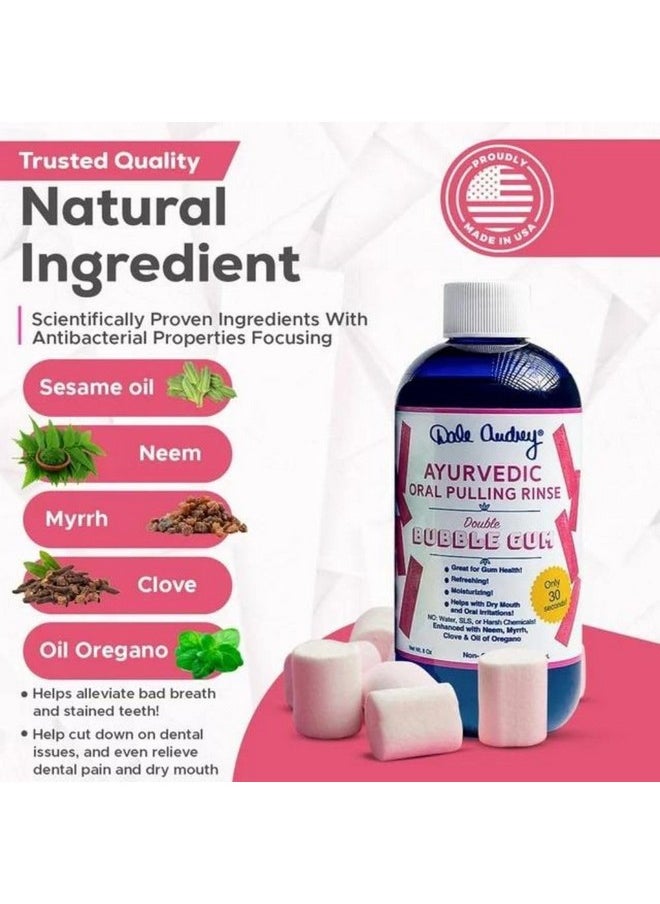 Dale Audrey Oil Pulling for Teeth and Gums | Made in USA Bubble Gum Flavored Organic Sesame Oil Pulling| Ayurvedic Oil Pulling Rinse to Whiten Your Teeth & Freshen Your Breath