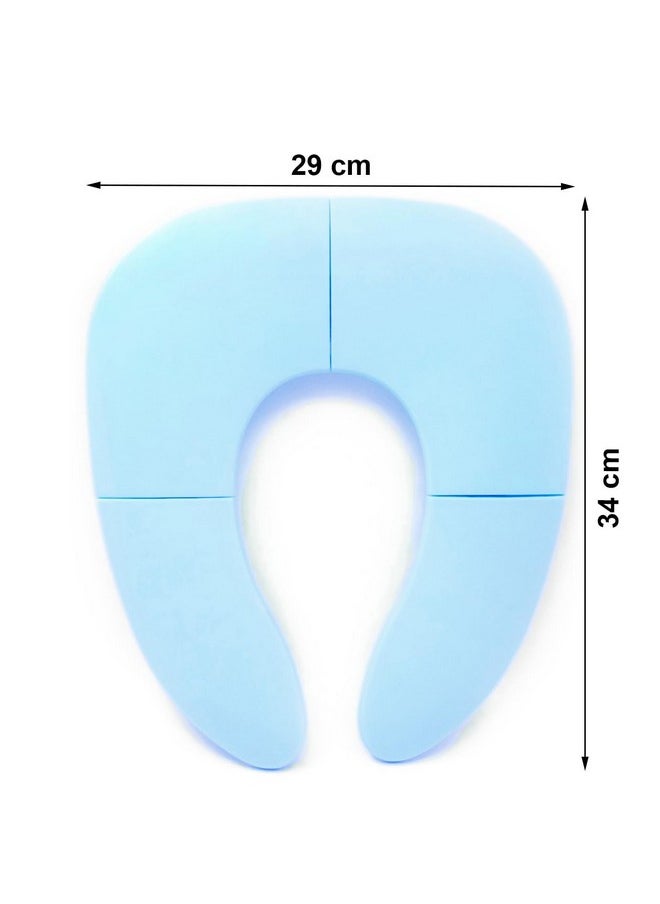 INOVERA Portable Folding Baby Toilet Seat - Kids Potty Training Seats for 0.5 to 5 years Child Toddler - Fits All Western Toilets - Non-Slip Suction Cups - Includes Free Travel Bag (Sky Blue)