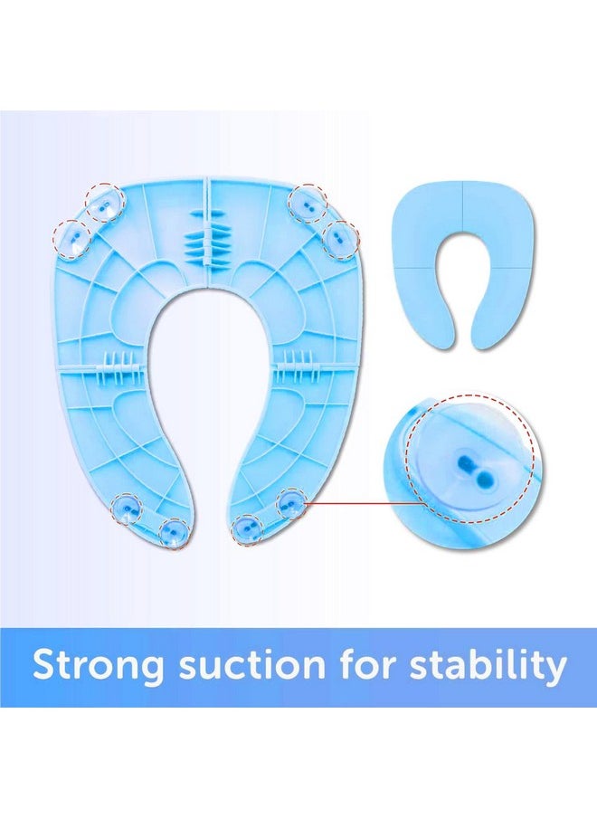 INOVERA Portable Folding Baby Toilet Seat - Kids Potty Training Seats for 0.5 to 5 years Child Toddler - Fits All Western Toilets - Non-Slip Suction Cups - Includes Free Travel Bag (Sky Blue)