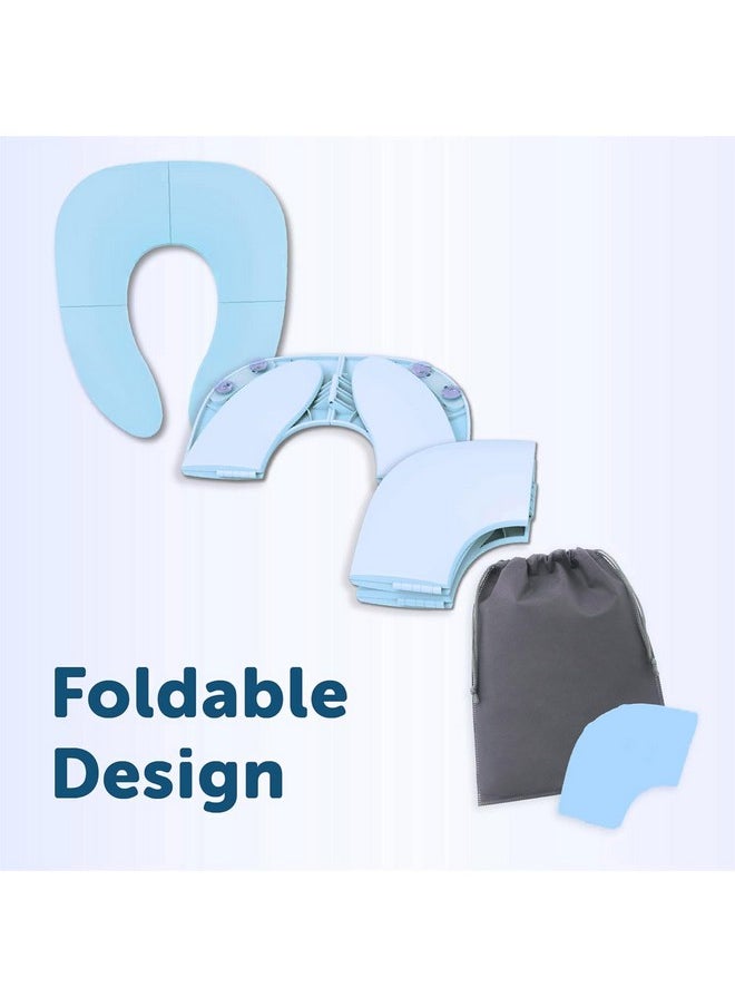 INOVERA Portable Folding Baby Toilet Seat - Kids Potty Training Seats for 0.5 to 5 years Child Toddler - Fits All Western Toilets - Non-Slip Suction Cups - Includes Free Travel Bag (Sky Blue)