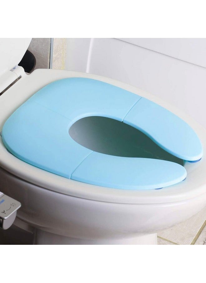 INOVERA Portable Folding Baby Toilet Seat - Kids Potty Training Seats for 0.5 to 5 years Child Toddler - Fits All Western Toilets - Non-Slip Suction Cups - Includes Free Travel Bag (Sky Blue)