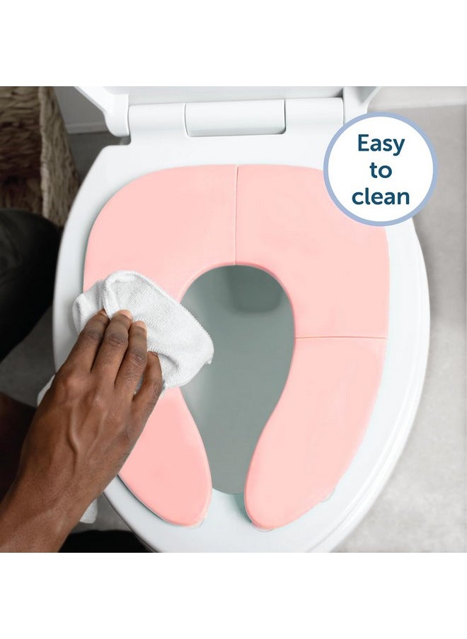 INOVERA Portable Folding Baby Toilet Seat - Kids Potty Training Seats for 0.5 to 5 years Child Toddler - Fits All Western Toilets - Non-Slip Suction Cups - Includes Free Travel Bag (Baby Pink)