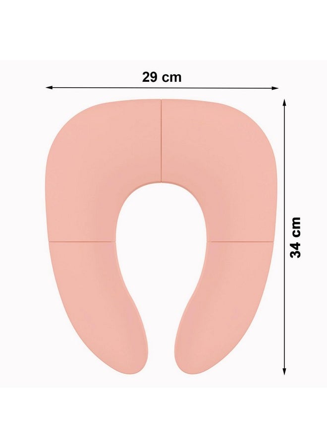 INOVERA Portable Folding Baby Toilet Seat - Kids Potty Training Seats for 0.5 to 5 years Child Toddler - Fits All Western Toilets - Non-Slip Suction Cups - Includes Free Travel Bag (Baby Pink)