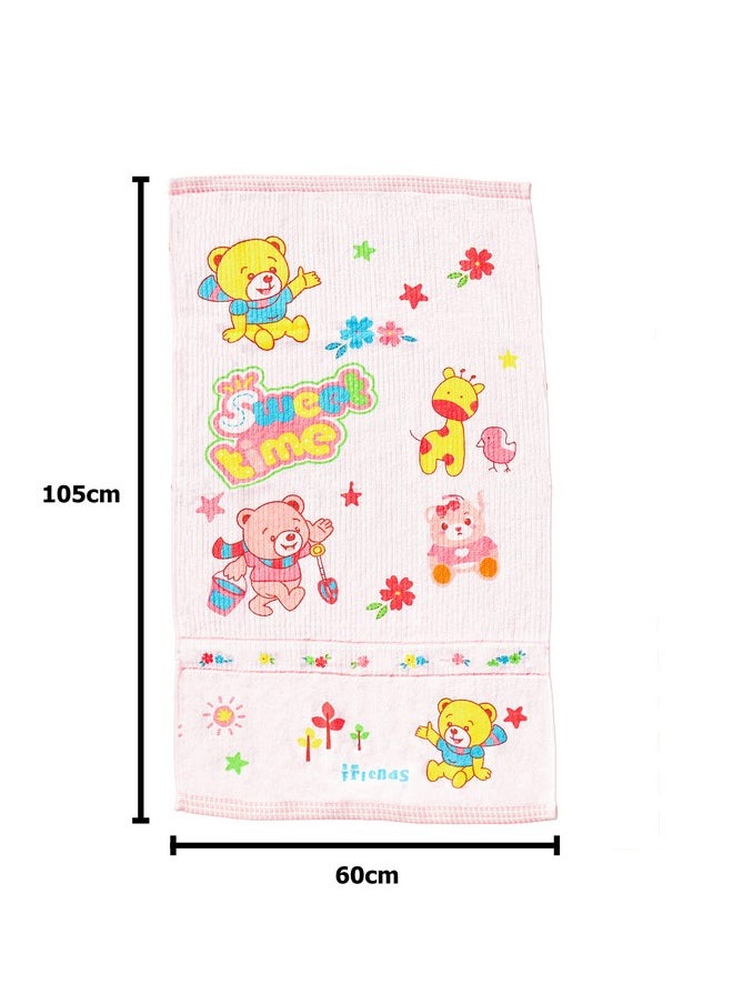 THE LITTLE LOOKERS Super Soft/High Absorbency Towel/Bath Towel / 100% Cotton Washcloth(450 Gsm) for New Born Baby/Infants/Toddlers (Pink & Lemon, 60x105 cm, Pack of 2)