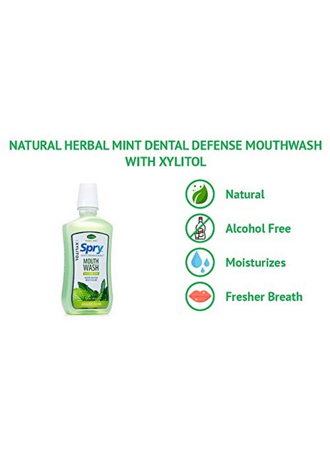 Spry Xylitol Mouthwash Fluoride Free with Enamel Support, Gentle, Natural Healing Herbal Mint - 16 fl oz (Pack of 2)