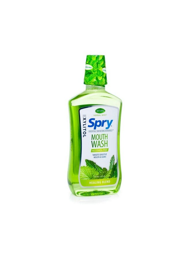 Spry Xylitol Mouthwash Fluoride Free with Enamel Support, Gentle, Natural Healing Herbal Mint - 16 fl oz (Pack of 2)
