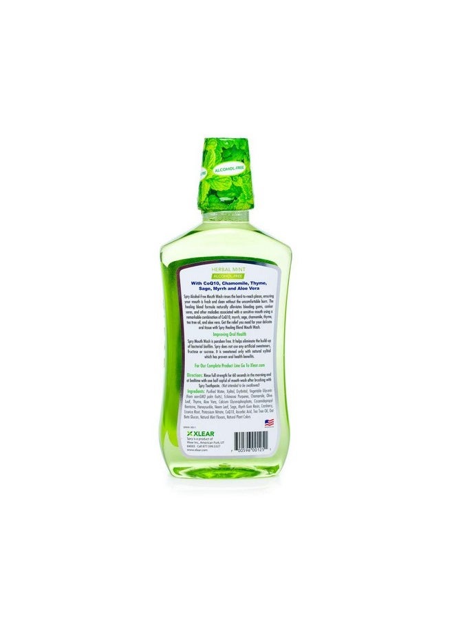 Spry Xylitol Mouthwash Fluoride Free with Enamel Support, Gentle, Natural Healing Herbal Mint - 16 fl oz (Pack of 2)