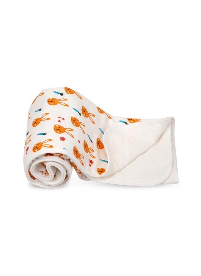 Mee Mee Supremely Absorbent 100% Cotton 2 Layer Premium Soft Baby Towel for New Born | 2 Layers of Muslin & Terry | Washcloth for Kids/Toddlers/Infants/Babies | Pack of 1- Bunny Rabbit Print 75X100 CM