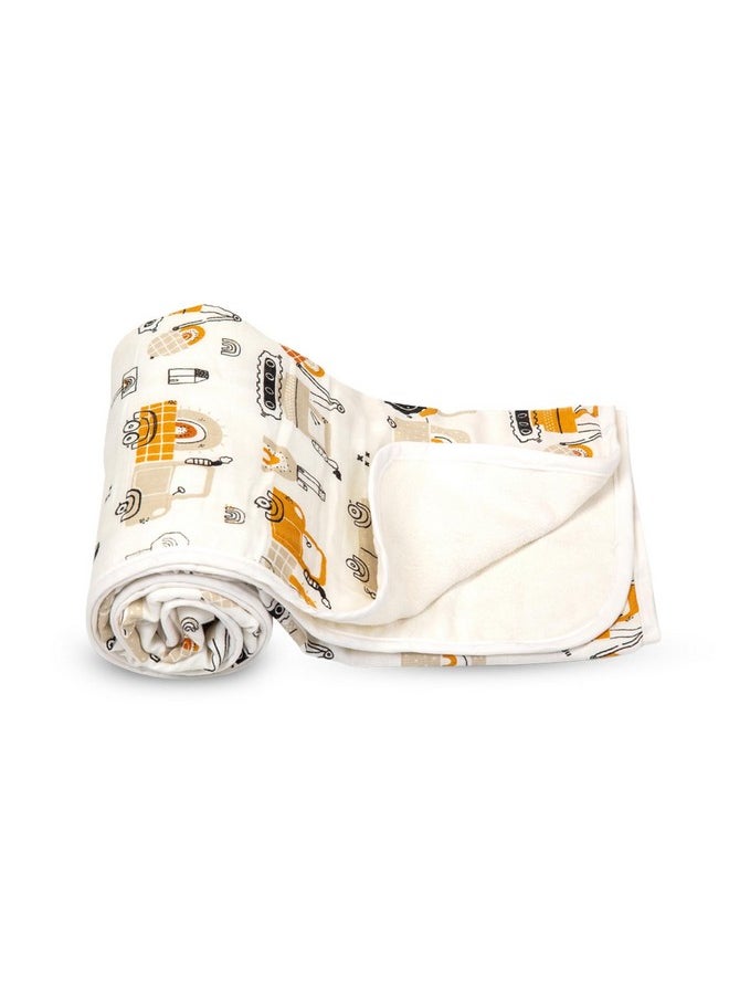 Mee Mee Supremely Absorbent 100% Cotton 2 Layer Premium Soft Baby Towel for New Born | 2 Layers of Muslin & Terry | Washcloth for Kids/Toddlers/Infants/Babies | Pack of 1- Transport Print 75X100 CM